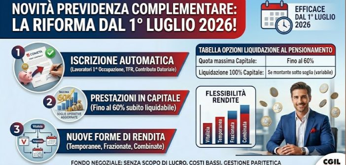 Previdenza complementare: cosa cambia dal 1° luglio 2026?